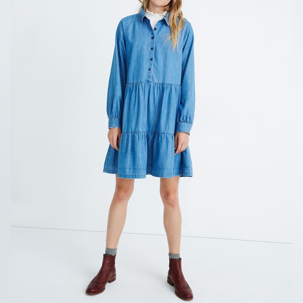 Madewell Denim Tiered Shirtdress size XS